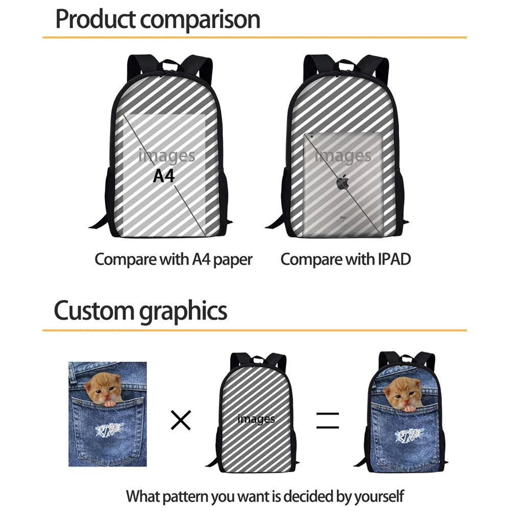 FORUDESIGNS Autism Awareness Pattern Schoolbags Christmas Backpack Casual Travel Daypack Campus Bag for Primary Student Mochila