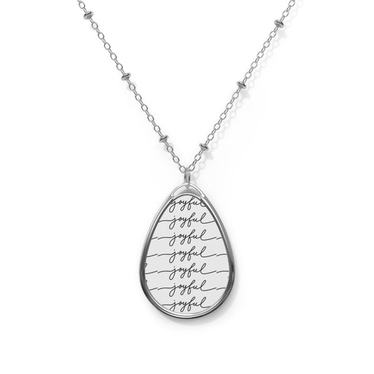 Joyful Oval Necklace - Meaningful Gift, Inspirational Jewelry, Everyday Wear, Minimalist Style, Heartfelt Present