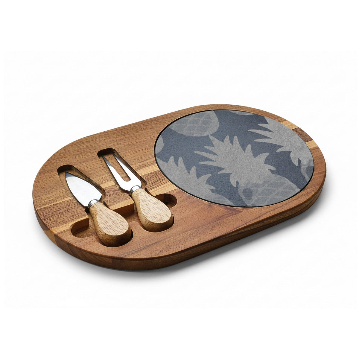 Engraved Pineapple Charcuterie Board with Cheese Knives