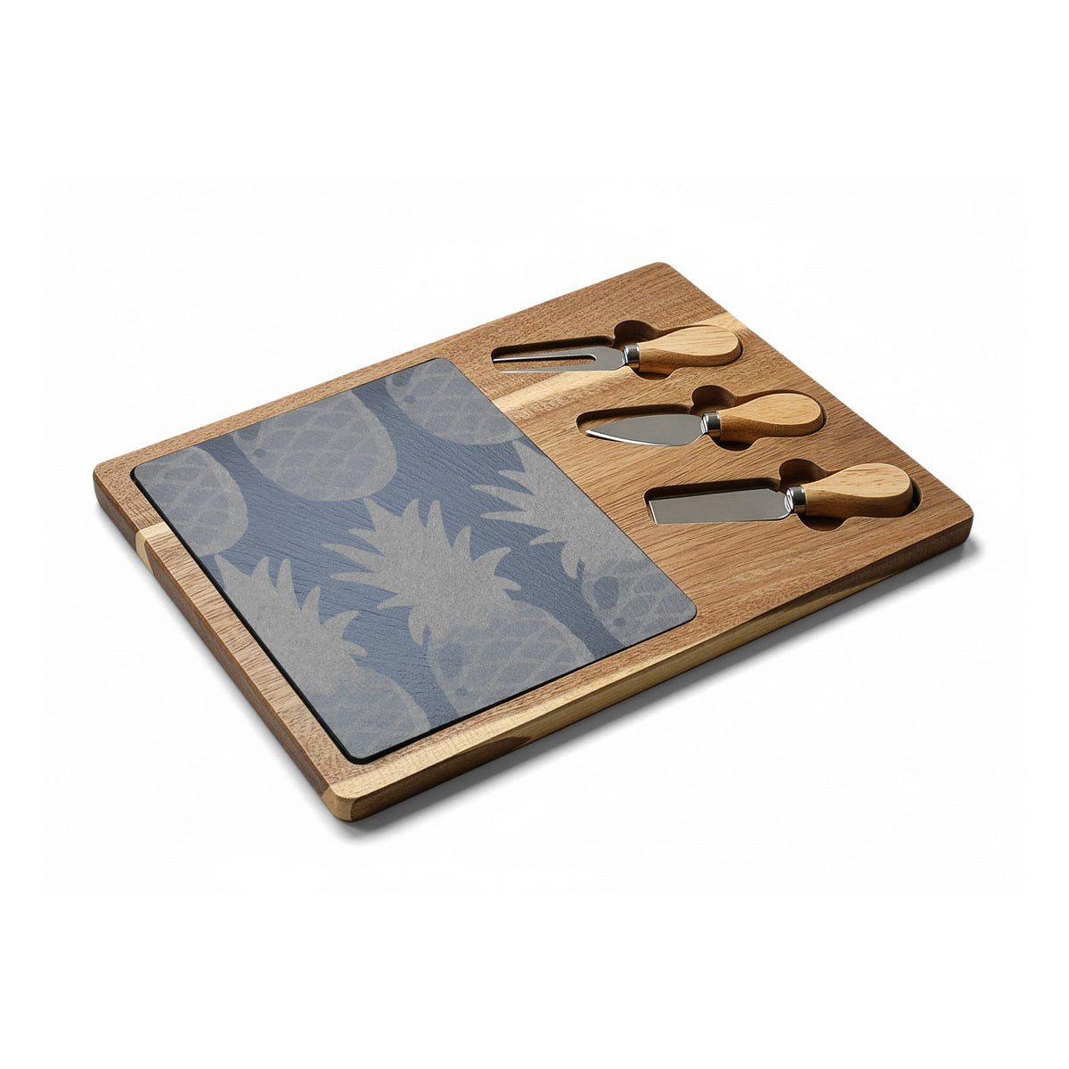 Engraved Pineapple Charcuterie Board with Cheese Knives