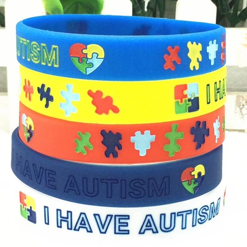 Autism Awareness Bracelets Awareness Creates Change Silicone Wristband Blue 1Pc Dropshipping