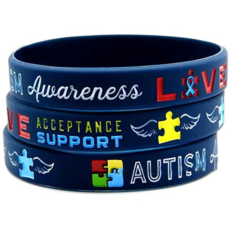 Autism Awareness Bracelets Awareness Creates Change Silicone Wristband Blue 1Pc Dropshipping