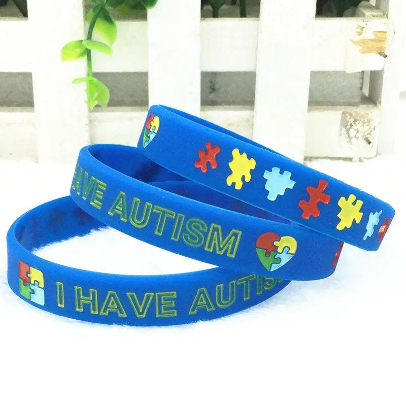 Autism Awareness Bracelets Awareness Creates Change Silicone Wristband Blue 1Pc Dropshipping