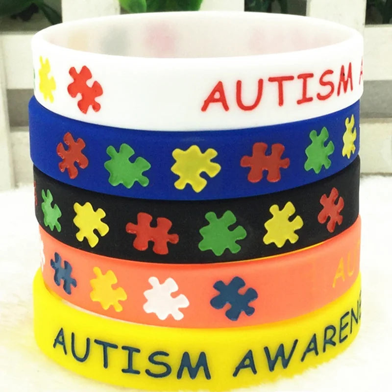 Autism Awareness Bracelets Awareness Creates Change Silicone Wristband Blue 1Pc Dropshipping