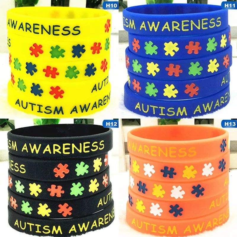 Autism Awareness Bracelets Awareness Creates Change Silicone Wristband Blue 1Pc Dropshipping