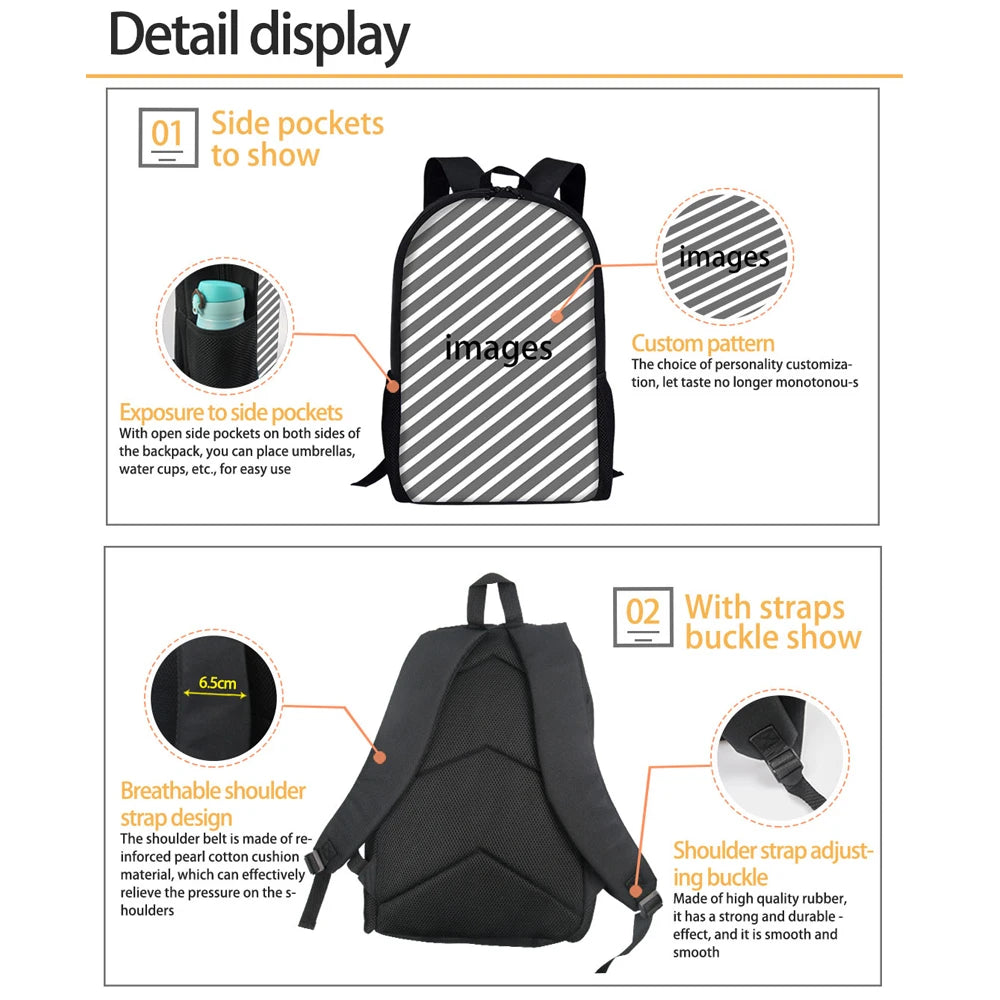 FORUDESIGNS Autism Awareness Pattern Schoolbags Christmas Backpack Casual Travel Daypack Campus Bag for Primary Student Mochila