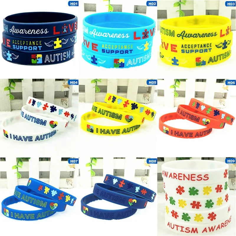 Autism Awareness Bracelets Awareness Creates Change Silicone Wristband Blue 1Pc Dropshipping