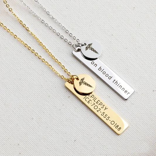Personalized Medical Alert Necklace Diabetes Medical ID Necklaces for Women Autism Medical Jewelry Personalized Gift Name Neckla